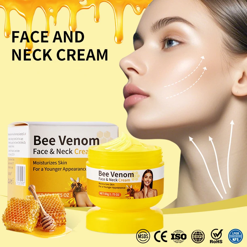 Crema facial antienvejecimiento con veneno de abeja, crema reafirmante para levantar el cuello, hidratante, tierna, suaviza el blanqueamiento de la piel, 50g