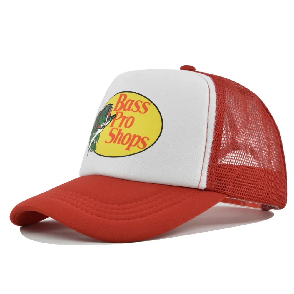Classic Logo Trucker Hat, White & Light Blue Breathable Mesh Baseball Cap, Adjustable Outdoor Sun Hat for Fishing