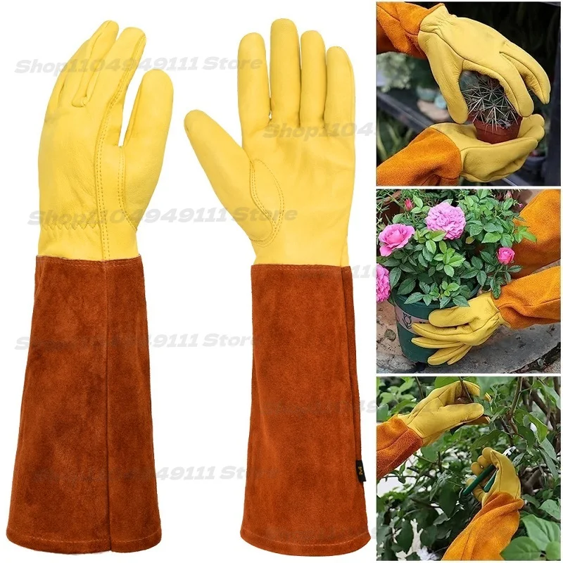 

1 Pair Long Thorn Proof Rose Pruning Gloves with Forearm Protection Leather Gardening Gloves Working Mitten Best Garden Gift