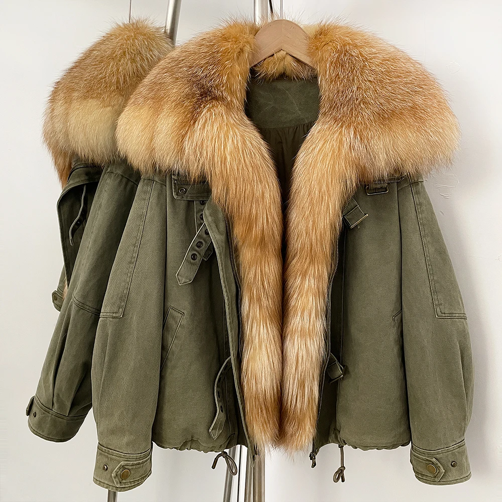 Women's Duck Down Padding Jacket with Fur Collar Women's Real Fur Coat  Winter Coat Lightweight Warm Casual Outerwear Clothing