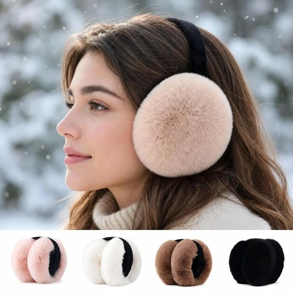 Cozy Adjustable Faux Fur Earmuffs Foldable Thermal Lining Ear Warmers Soft Winter Ear Muffs Winter Outdoor