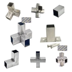 2Pcs 304 Stainless Steel Welded Square 25*25mm Rail Fittings Connector L Elbow T Cross Joint
