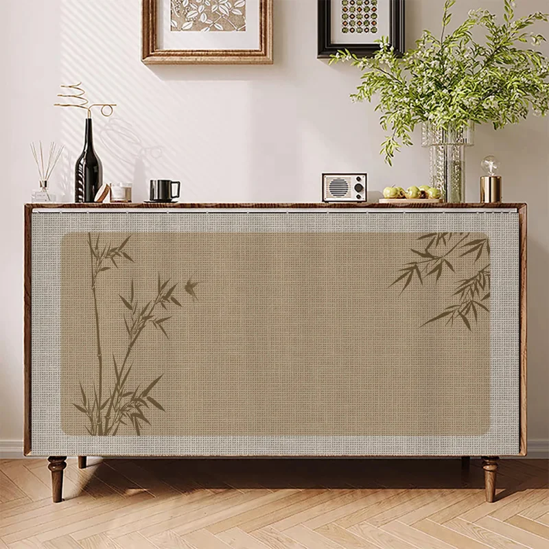 New Chinese Wabi Sabi Style No Door Cabinet Cover Curtains, Miscellaneous Cabinets, Dust-Proof Curtains, Ugly Curtains, Velcro