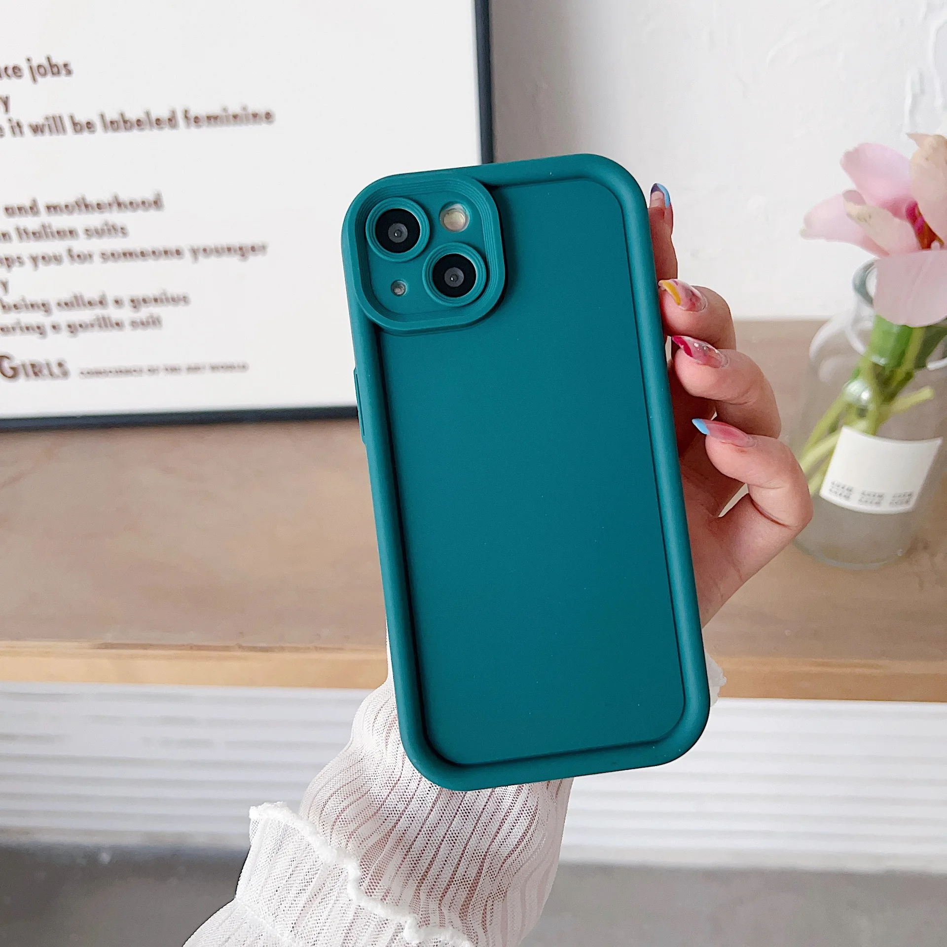 TPU Soft Anti-wear Shockproof Back Cover For iPhone 12 For iPhone15 Pro Max Emery Phone Case Simple Plain For iPhone 14 Pro Case