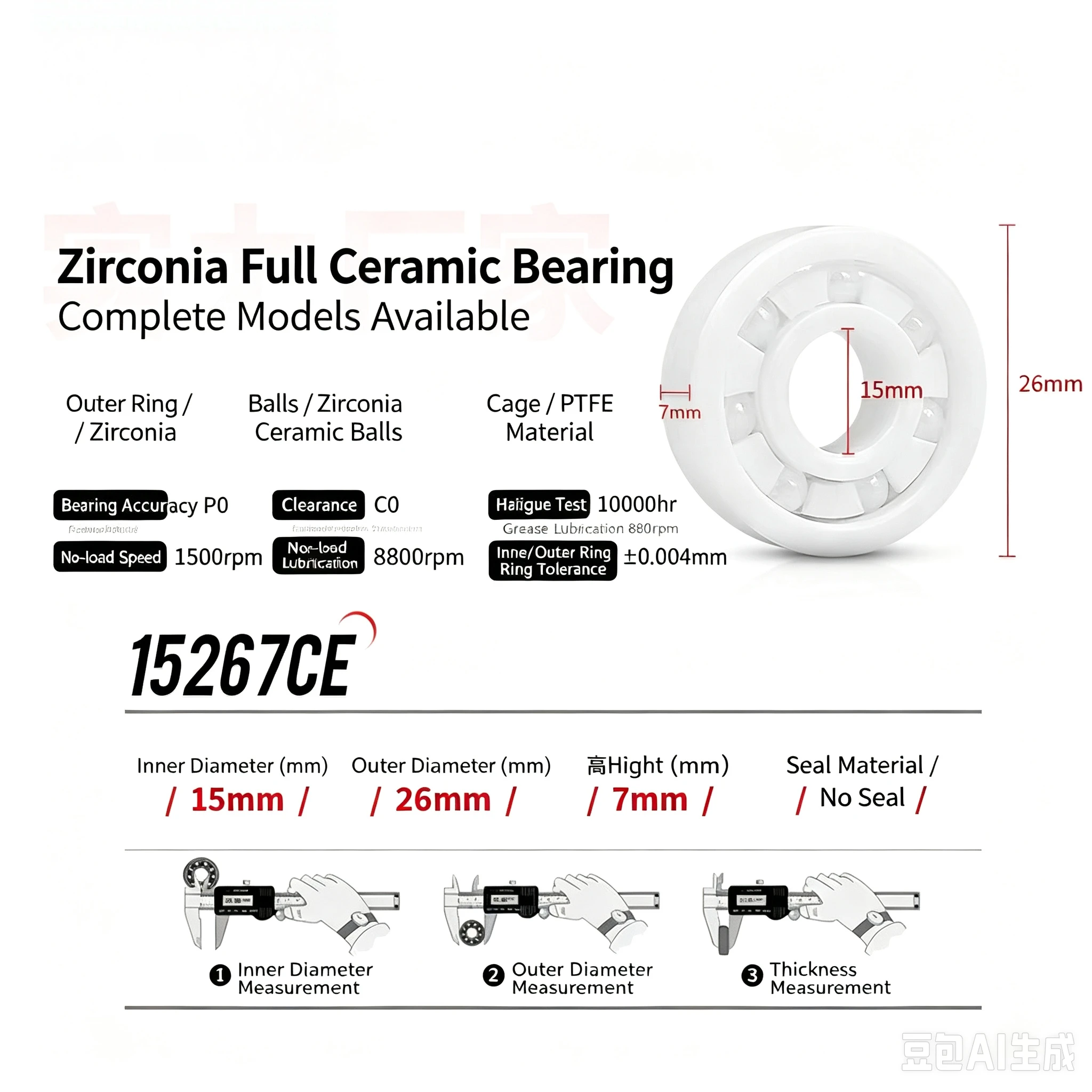 Zirconia all-ceramic MR63H2 15267 17287 nonmagnetic, corrosion-resistant and acid-and alkali-resistant.