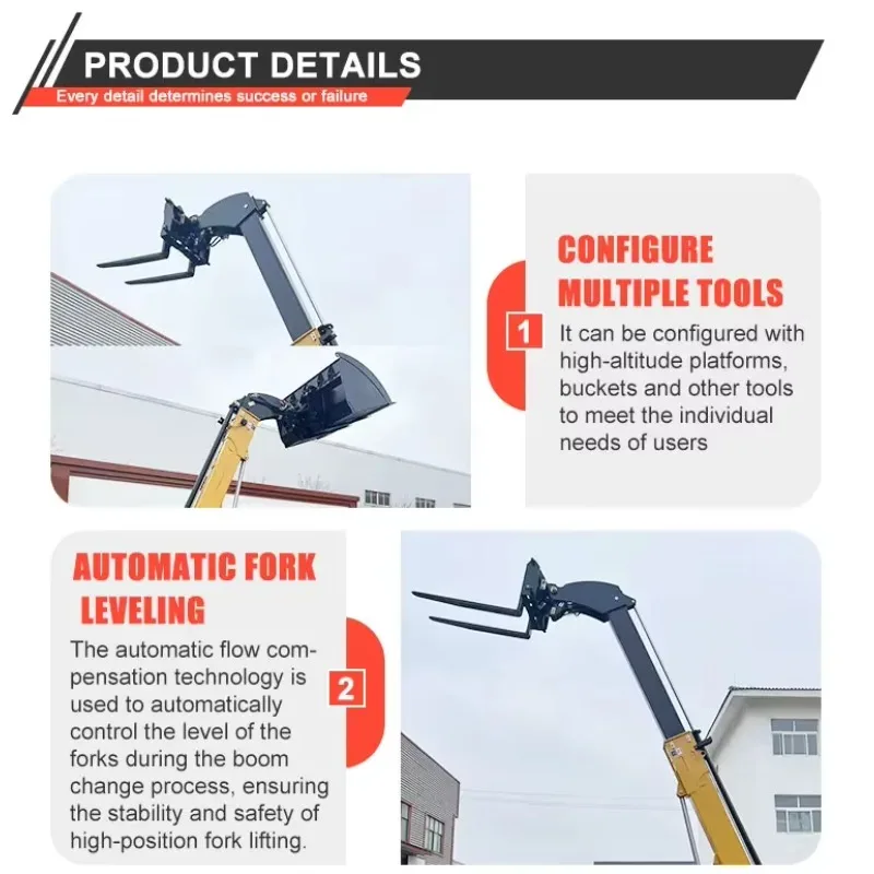 Rated Load Capacity of 3.5T Telescopic Handler Mini Rough Terrain Forklift