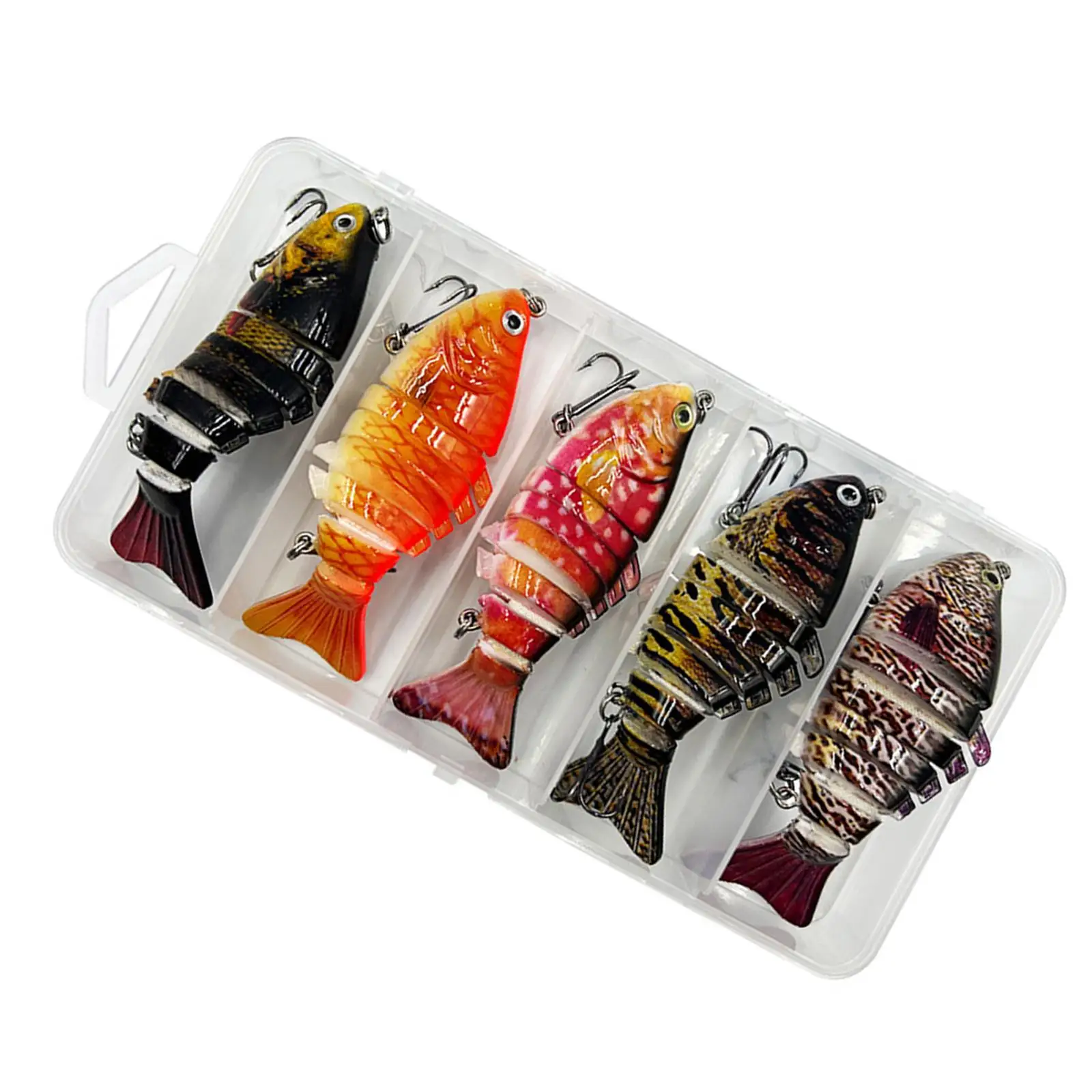 

5Pcs Fishing Lures Lifelike Crankbaits Portable Professional Fishing Baits with Treble Hooks for Walleye Salmon Bass Perch Trout