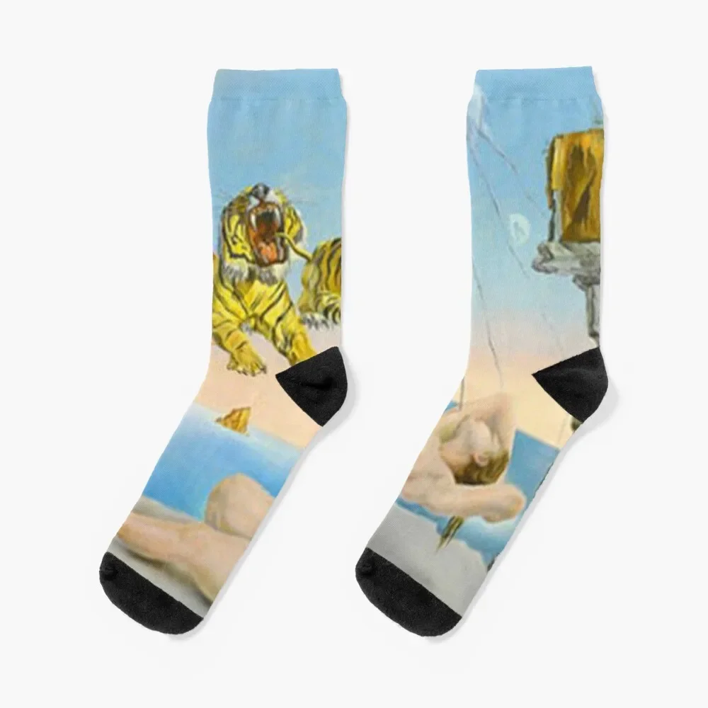 Salvador Dali Tigers Socks FASHION with print tennis Socks Women's Men's