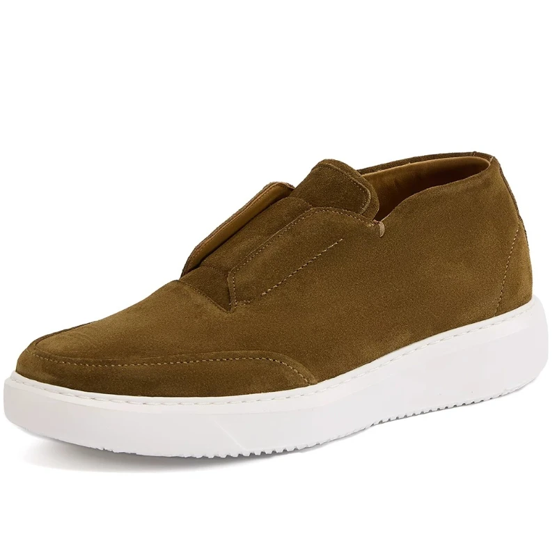 High-top Casual Sneakers Genuine Leather Board Shoes for Men's Thick Soled Height Increasing Shoes Lightweight Breathable Sports