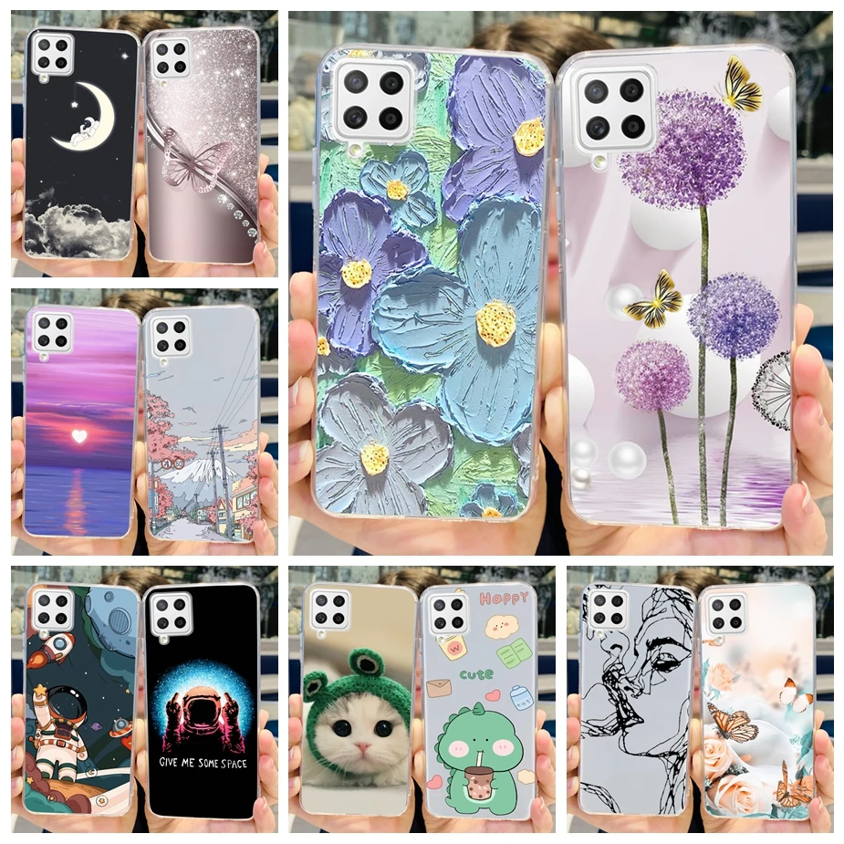 For Samsung Galaxy A22 Case F22 M22 Colorful Painted Cover Clear Silicone Soft Slim Phone Case For Samsung M22 F22 A 22 5G Shell