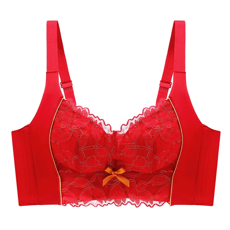 Sujetador de encaje para mujer, ropa interior Sexy con cuello en V profundo, sujetadores de encaje Floral, ropa interior cómoda, Push Up, sin aros, lencería Sexy