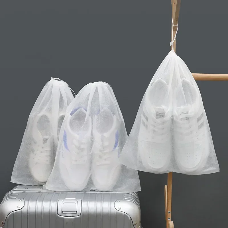 Shoe Fabric Covers Non-woven Dustproof Drawstring Clear Storage Bag Travel Pouch Shoe Bags Dry Shoes Protect