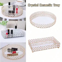 Mirror Cosmetic Plate, Round Glass Perfume Plate, Suitable for Dressing, Jewelry and Cosmetics Storage, Gift Home Decoration