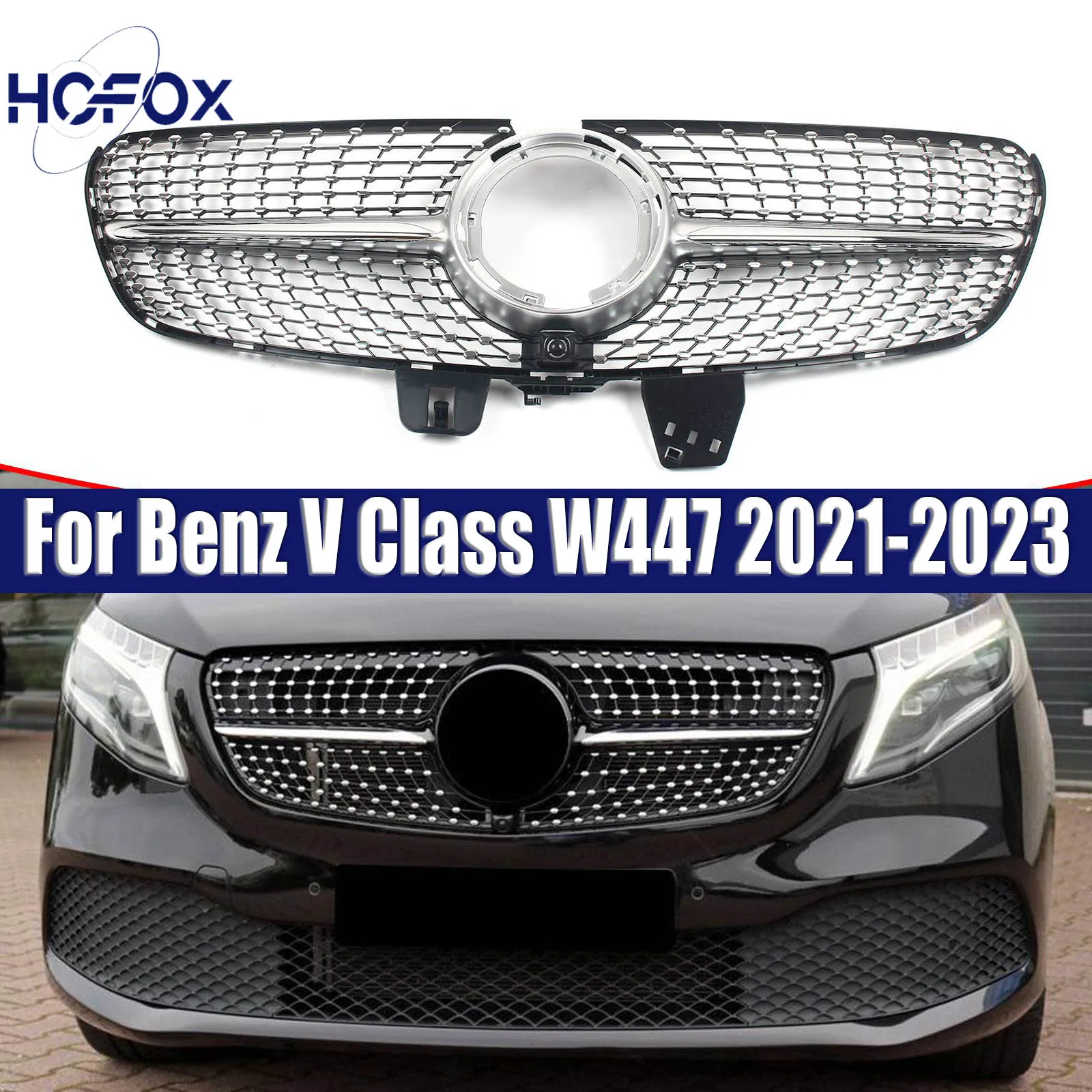 

For Mercedes-Benz V Class W447 V220 V250 V260 V300 2021-2023 Car Upper Front Bumper Grille Grill