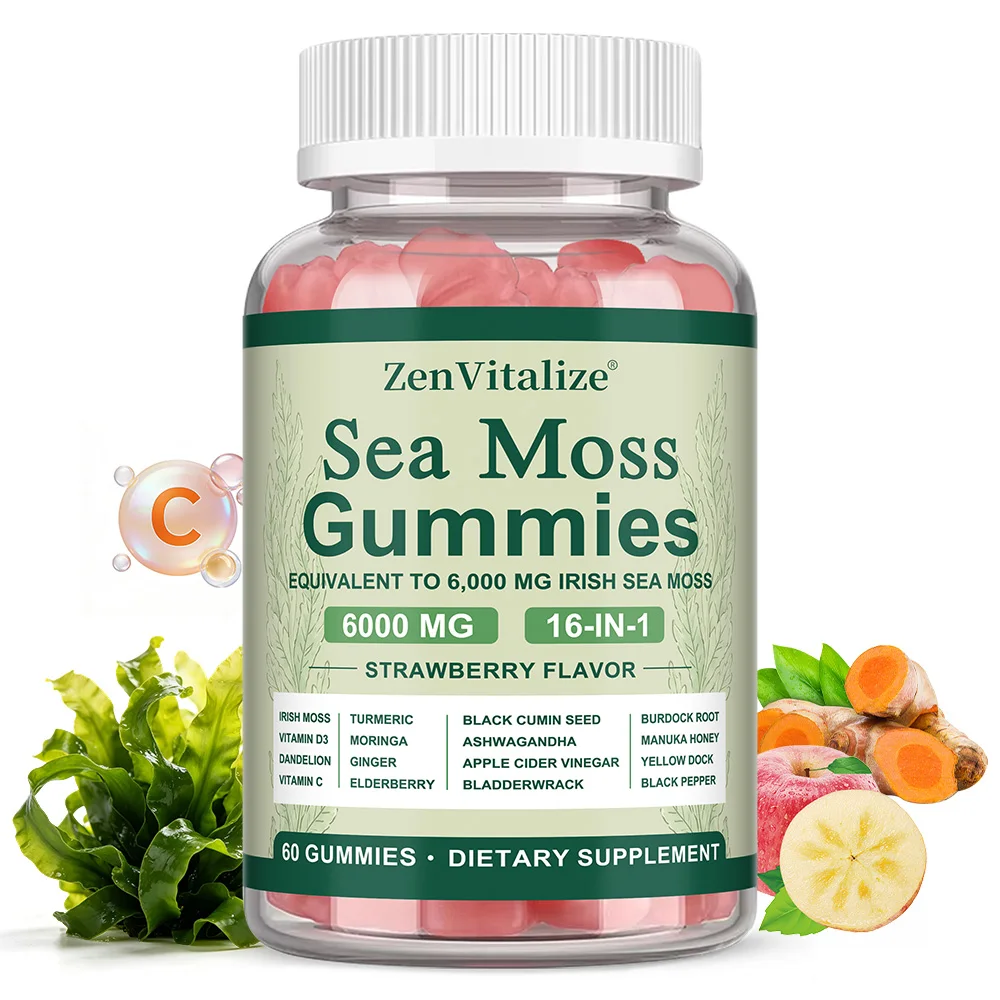Irish Sea Moss Gummies - Immune Support Supplement with Bladderwrack & Burdock Root, Detox Gummies for Body Cleanse