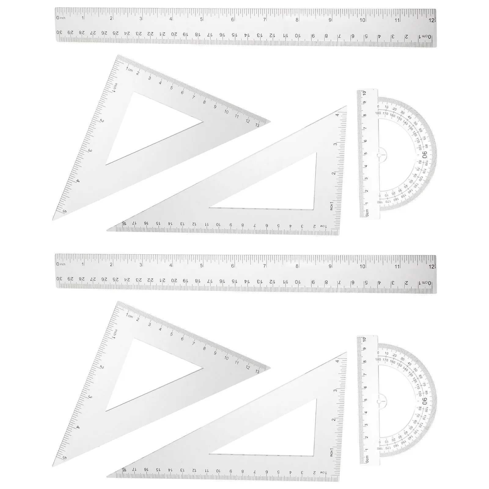 

2 Sets Triangle Ruler Geometry Set Protractor Straightedge Measuring Tools Drafting Instruments School Supplies Portable Storage
