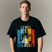 Level 18 Unlocked Video Gamer 18 Year Old 18th Birthday Gift T-Shirt Graphic T Shirts Ventilate Short Sleeve Funny Player Gift