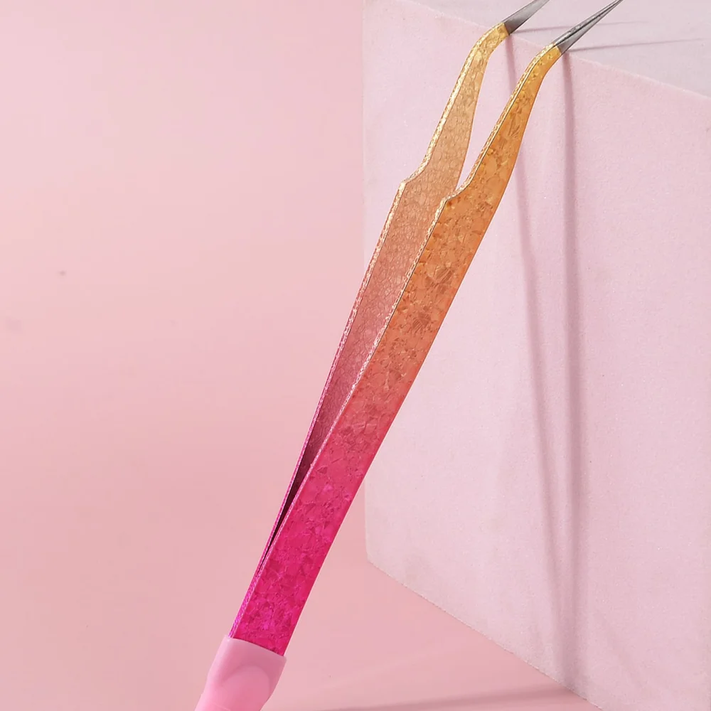 1 قطعة ملاقط منحنية مستقيمة من الفولاذ المقاوم للصدأ أداة دقيقة بزاوية من الفولاذ المقاوم للصدأ لأحجار الراين والزينة #3