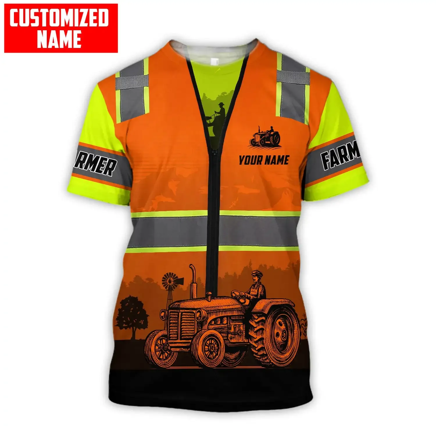 Personalized Name Farmer Tractor 3D All Over Printed Men t shirt Summer Casual Harajuku T-shirts Unisex street Tshirt DDR11