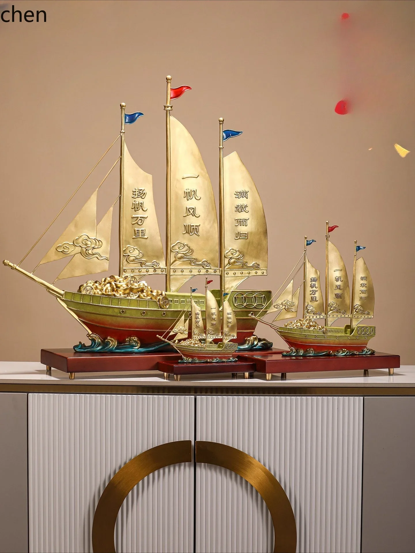 DSABrass Sailboat Ornaments Crafts Office Living Room Wine Cabinet Decorations