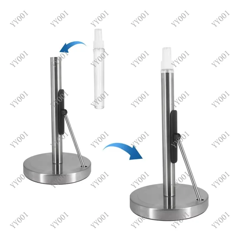 Stainless Steel Tissue Holder with Spray Bottle Modern Freestanding Organizer for Home Kitchen