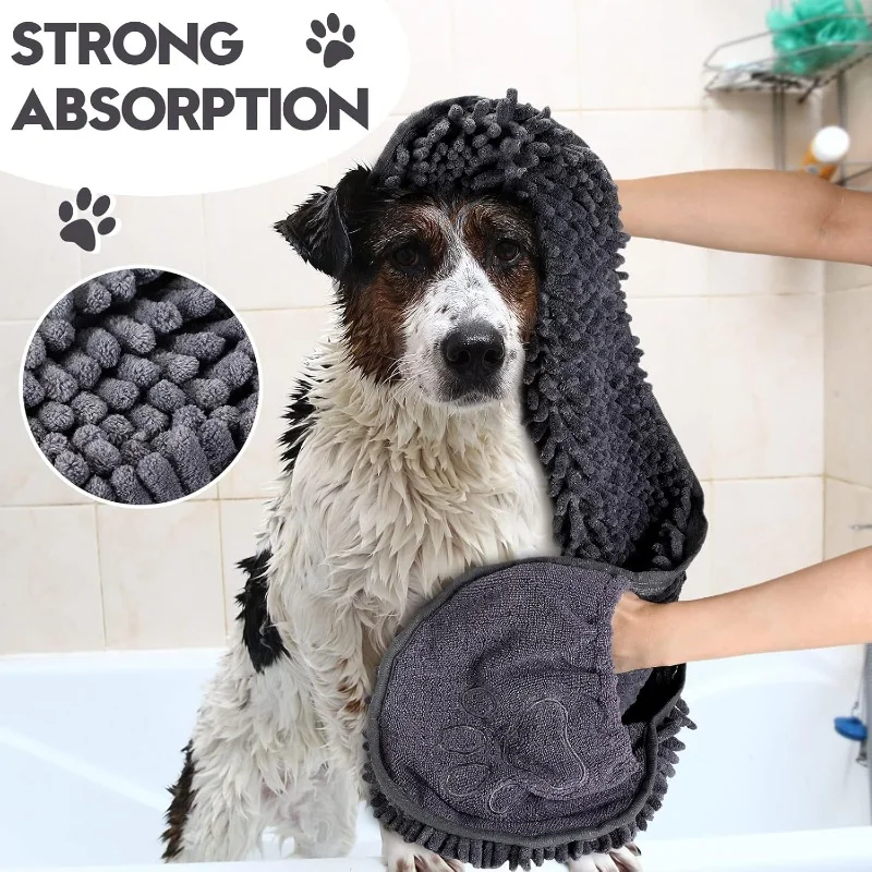 Large Absorbent Quick-Drying Pet Bath Towel for Cats And Dogs Golden Retriever Hair Blanket Small Dog Bath Supplies Teddy