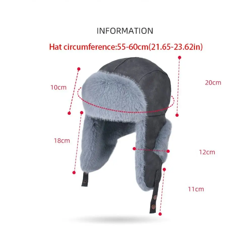 Casual Windproof Faux Fur Pilot Cap Thickened Fluffy Ear Protection Hat Warm Outdoor Ski Pullover Cap Cycling