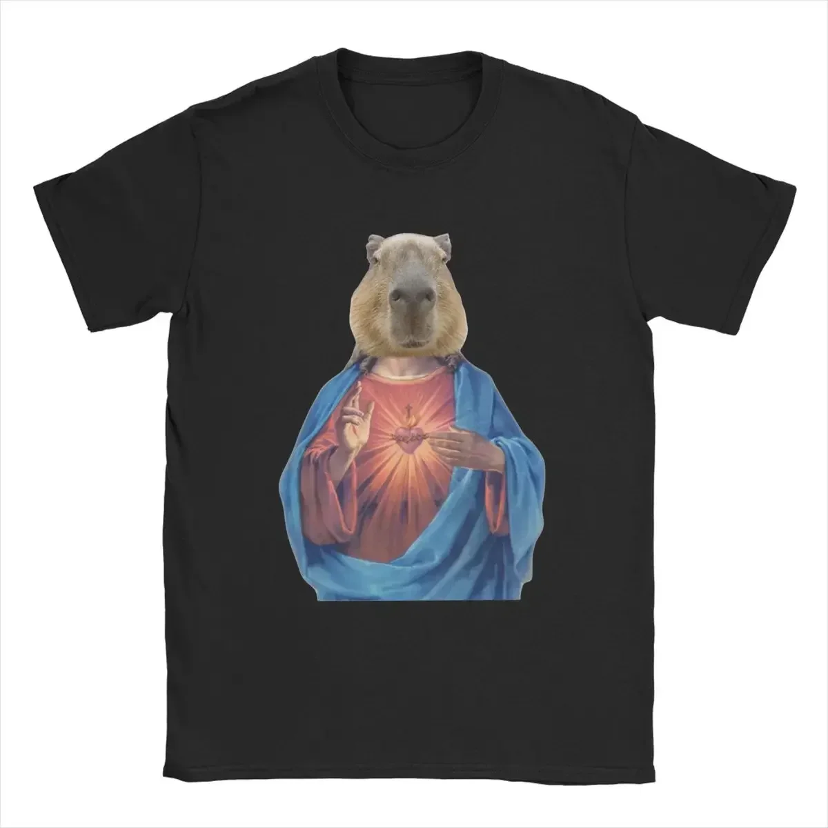 Capybara Jasos T-Shirts Men Novelty Pure Cotton Tees Crewneck Short Sleeve T Shirts 4XL 5XL 6XL Clothes