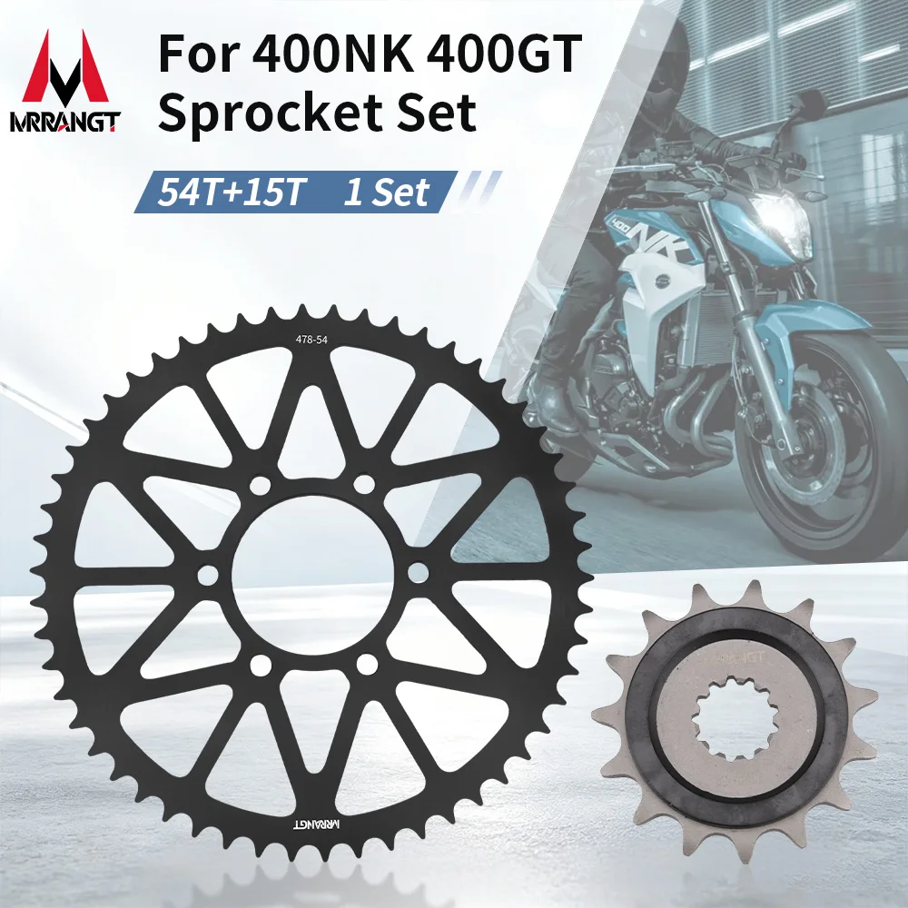MRRANGT Motorcycle 15 Teeth Front 54T Rear Sprocket For CFMOTO 400NK 400GT 400 NK GT Engine Drive Gear Chain Chainwheel Parts