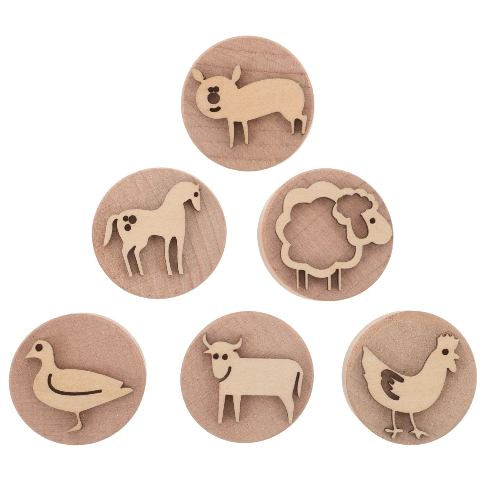 

1Set Children's Clay Stamp Set Cute Animal Wood Stampers Early Learning Clay Modeling Tools Kids Preschool Craft Supplies