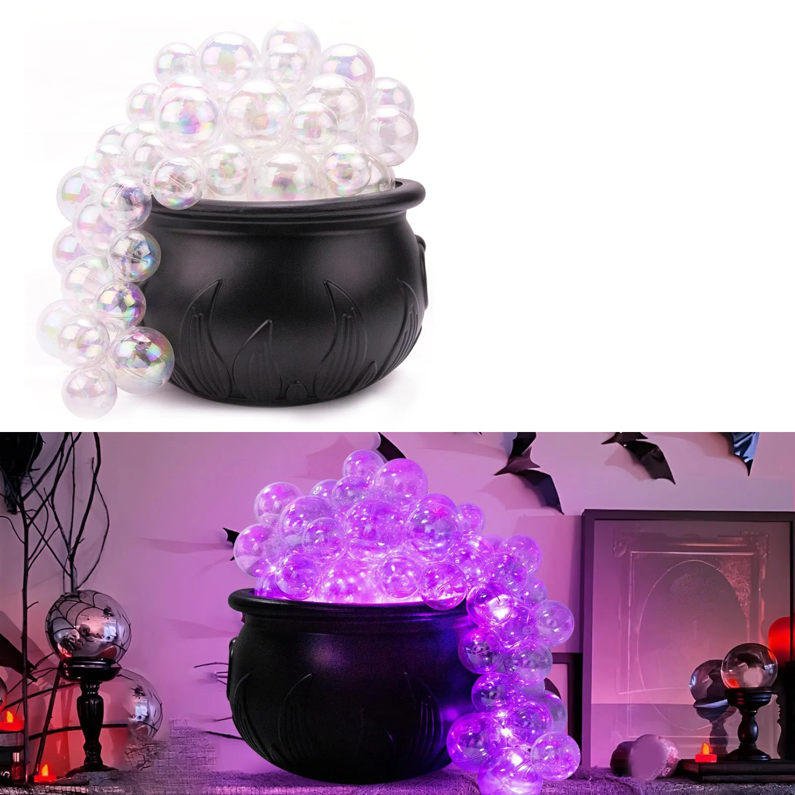 Lit and Unlit Witches Cauldron