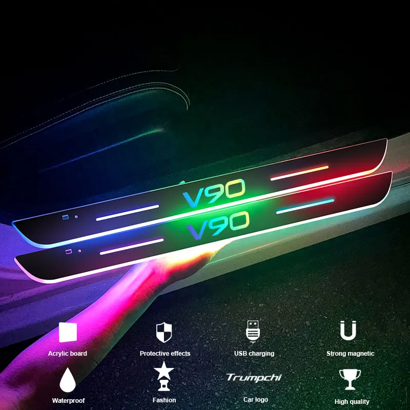 

Car door Sill light logo Projector lamp Power Moving LED Welcome Pedal For Volvo V90 Car Custom Logo