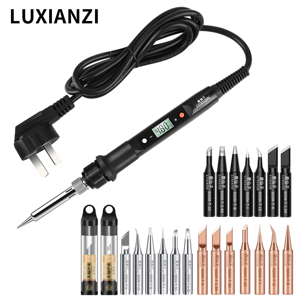 LUXIANZI 80W Digital Soldering Lron Kit Temperature Adjustable Welding Soldering Tip Repair Rework Tools High Quality Rron Tip