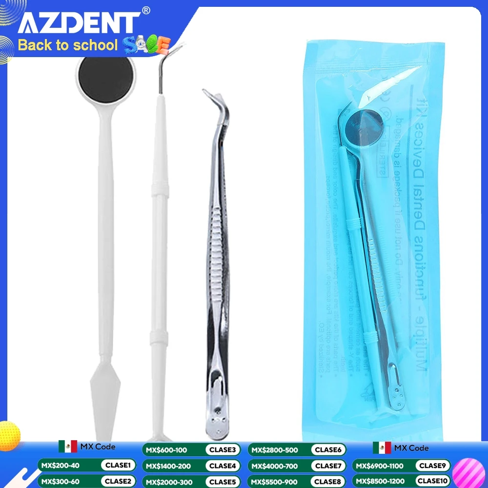

AZDENT Dental Mouth Mirror Probe Explorer Examination Plier Tweezers Disposable Oral Care Kit Dentist Tool Lab Instrument