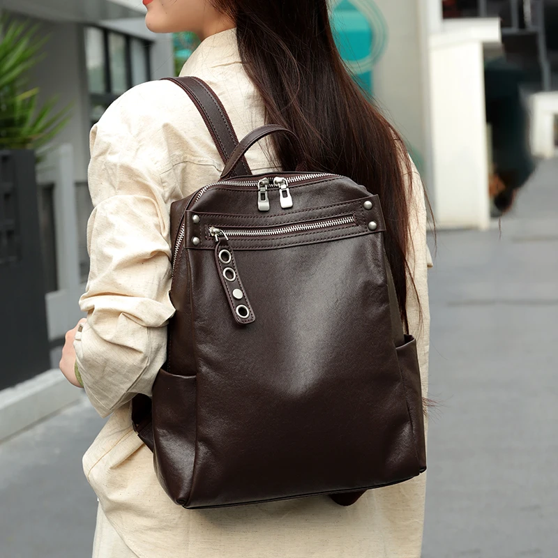 

Рюкзак-трансформер из воловьей кожи, женский рюкзак, профессиональная повседневная дорожная сумка с несколькими отделениями, сумка