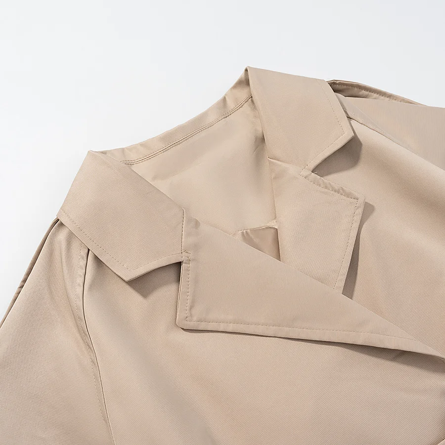 2025 autumn new women's fashion versatile loose casual button belt long-sleeved windbreaker short jacket