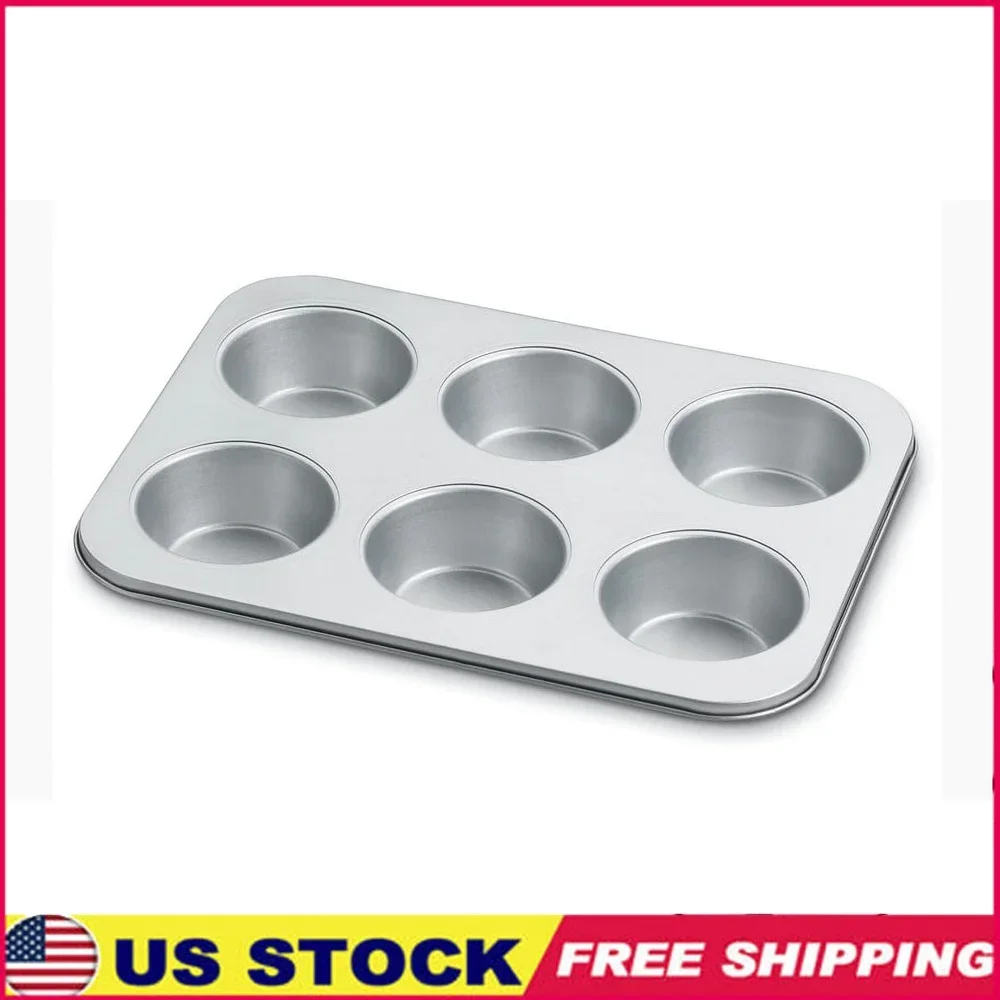 

Non-Stick Jumbo Muffin Pan 6 Cup Heavy Gauge Bakeware Dish Even Heat Distribution and Easy Cleanup Dishwasher Safe Baking Tool