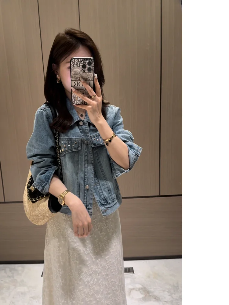 

Chunxi Chen Stone City Women's Short Jeans Jacket Spring Autumn Versatile Stylish Slimming Top Casual Standard Fit Short Coat