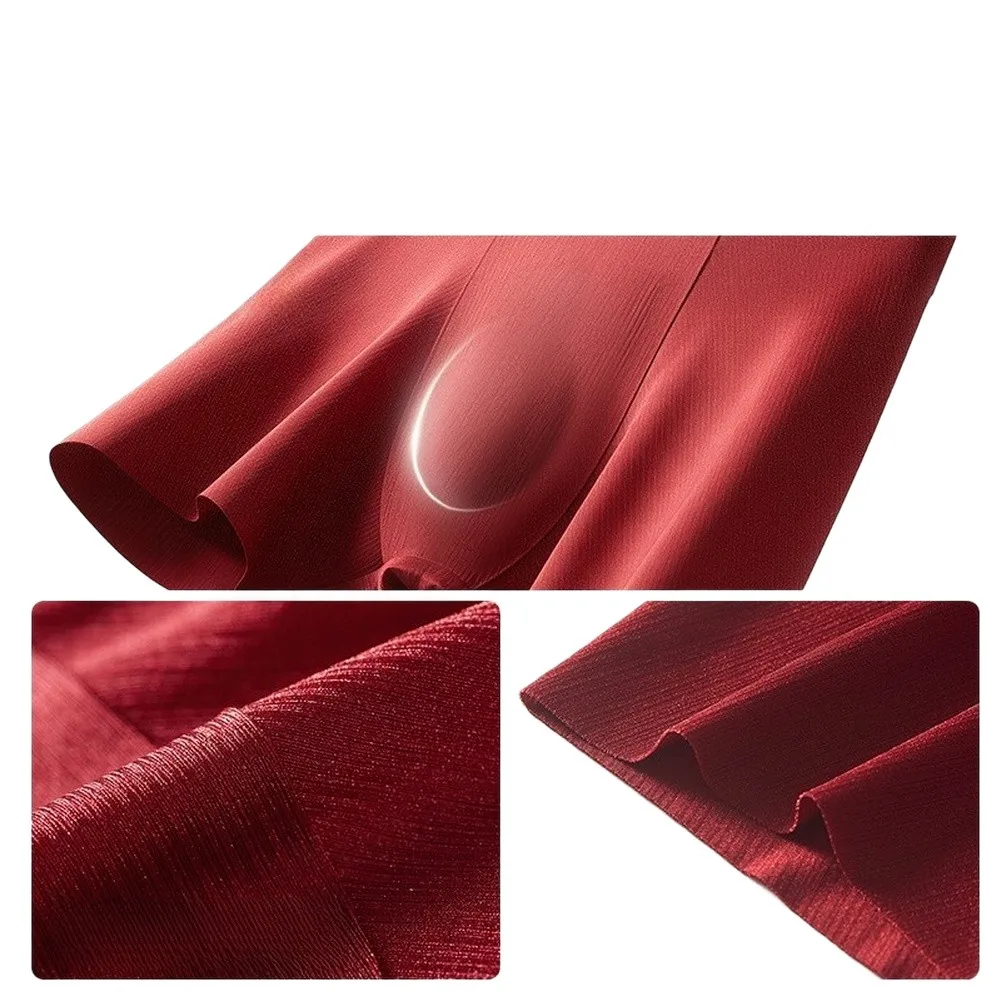 Male Ice Silk Seamless Ultra-thin Boxer Shorts Middle Waist Breathable U Convex Pouch Panties Man Underwear Boxers