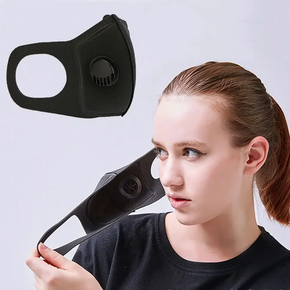 Black Anti Dust Mask PM2.5 Breathing Filter Valve Face Mouth Masks Reusable Mouth Cover Anti Fog Haze Respirator Men Women