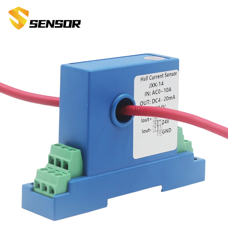 AC/DC Current Transmitter 0-150A to 4-20mA 0-10V 1-5V 8/12mm Hole with DC24V Open Loop Hall Effect AC/DC Current Transmitter