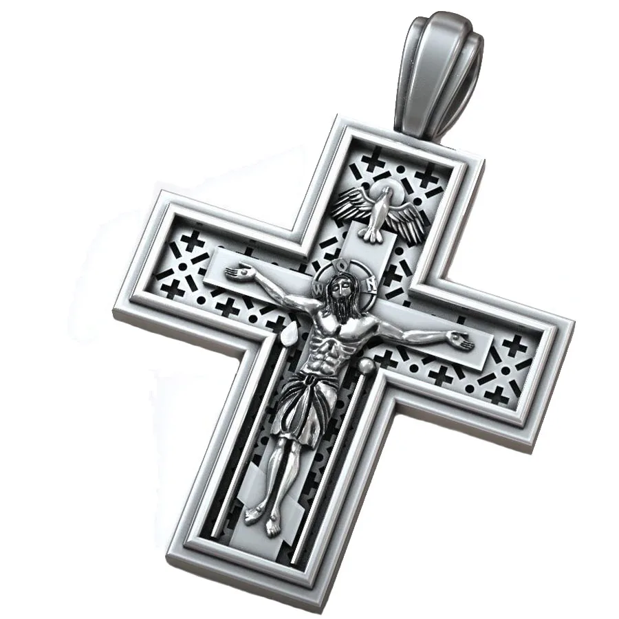 19g Christ Orthodox Crucifix Jesus Cross Religious Pendant Customized 925 SOLID STERLING Silver High Trendy