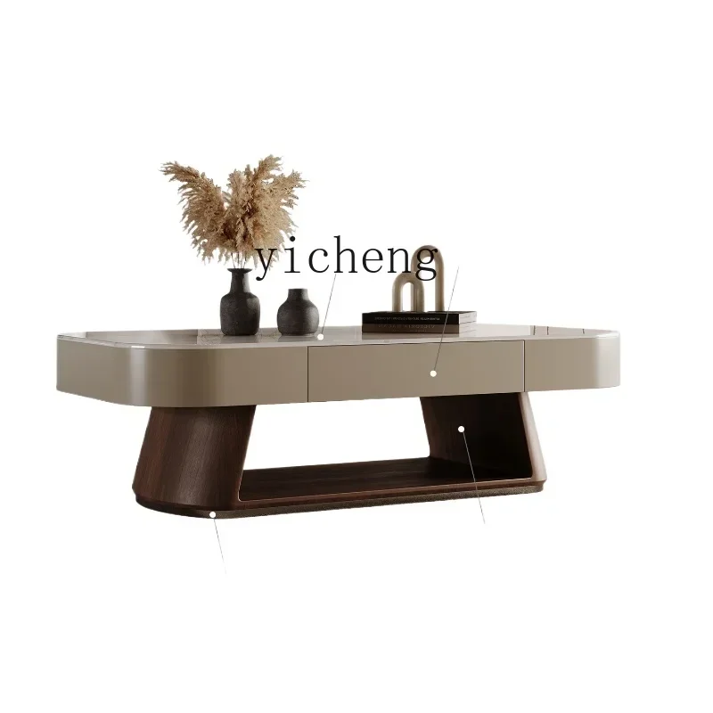 Living Room Silent Wind Coffee Table TV Cabinet Combination Rectangular High-Grade Large Flat Home