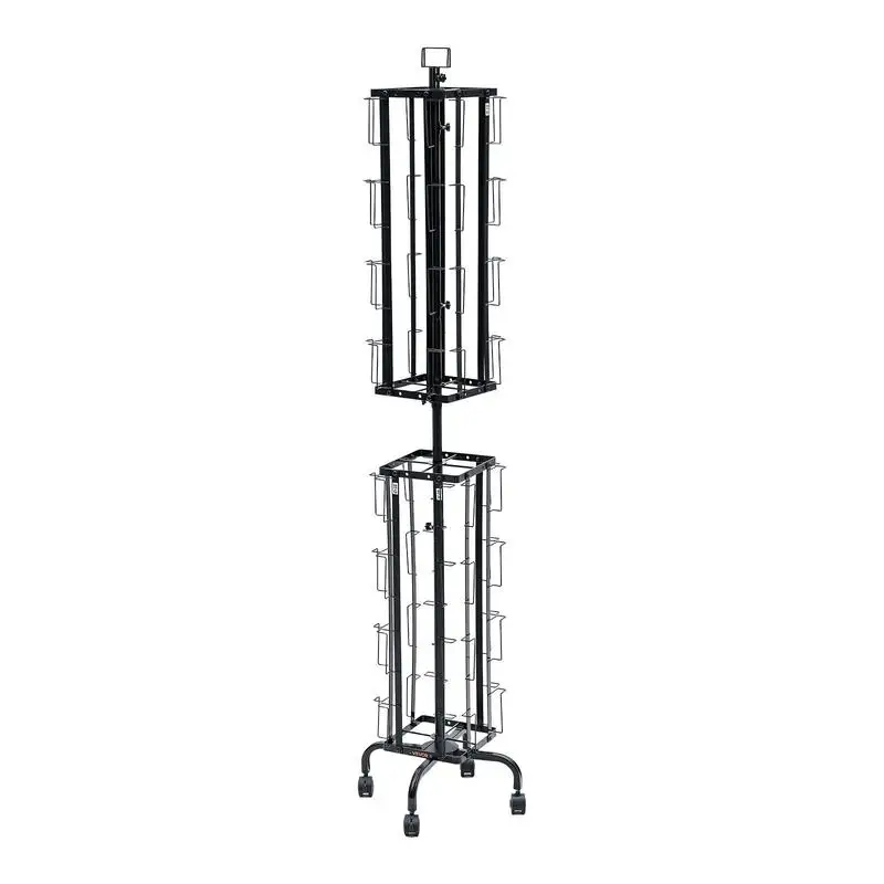 Greeting Cards Display Rack, 32 Pockets Rotating Postcard Brochure Display Stand, 360° Spinning Card Display Rack with Sign Holder & 4 Wheels (2 Lockable) for Exhibitions Office Trade Show