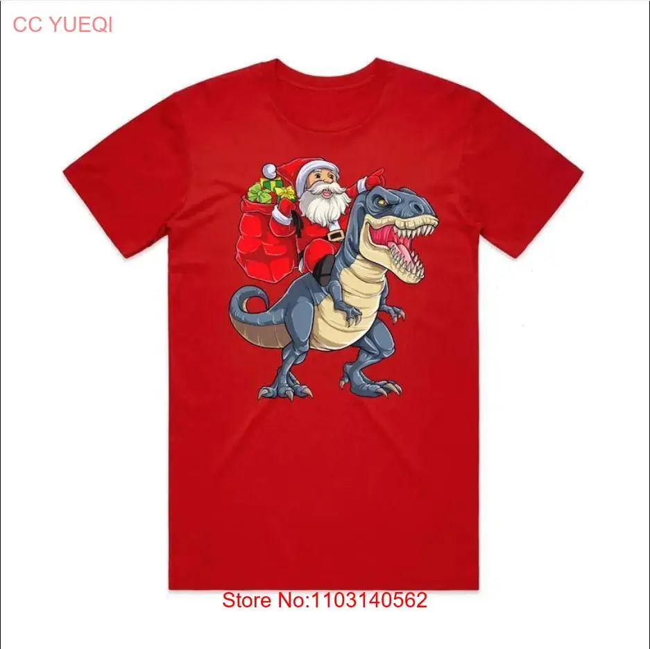 T-shirt de Noël pour les hommes, T-shirt du père Noël de dinosaure S-4XL Fastship