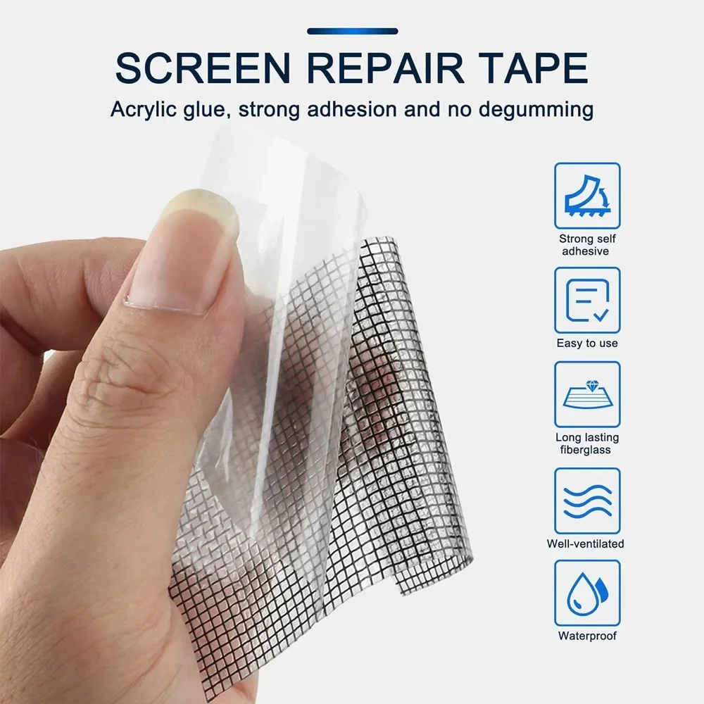 Black Screen Window Sticker For Screen Repair Kit 16.5FT Strong Adhesive & Waterproof Tape Door Curtain Mosquito Net Mesh Patch