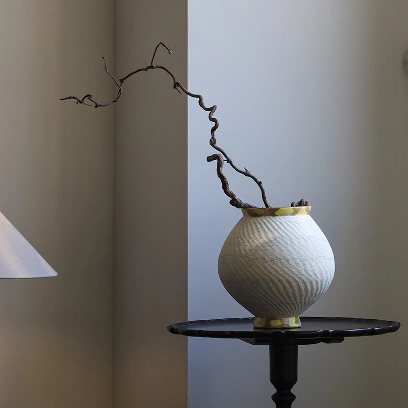 Ceramic Vase, Minimalist Wabi Sabi Flower Container for Home & Office