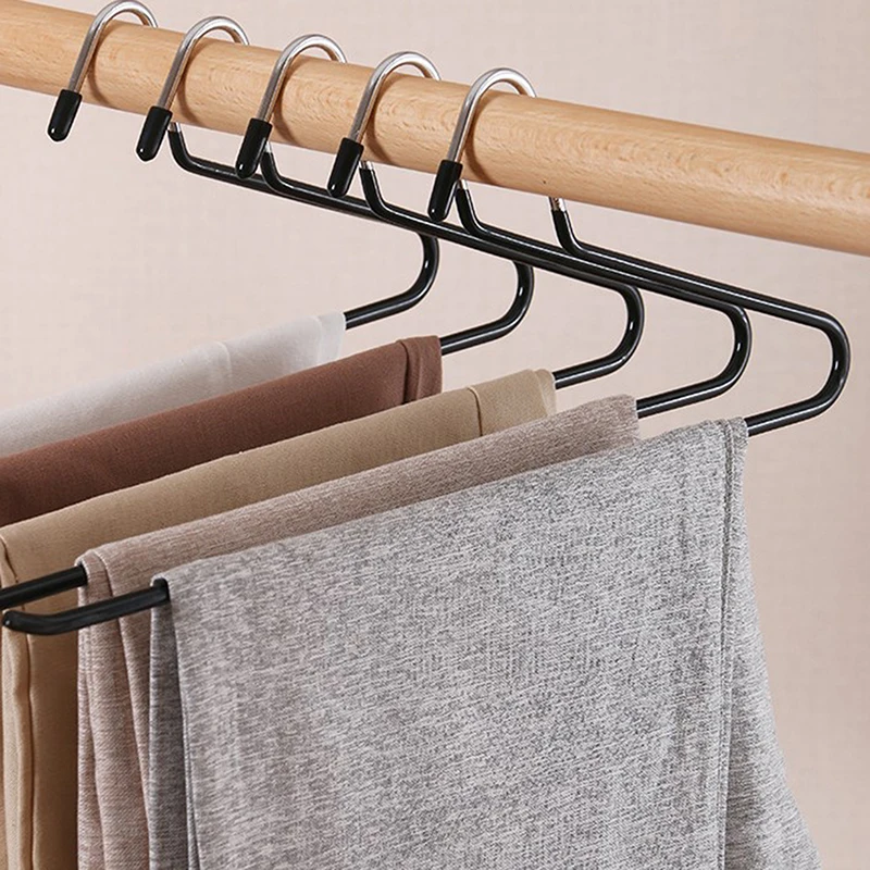 1Pc Metal Open-end Non Slip Slacks Pant Hangers Trouser Hangers Organizers