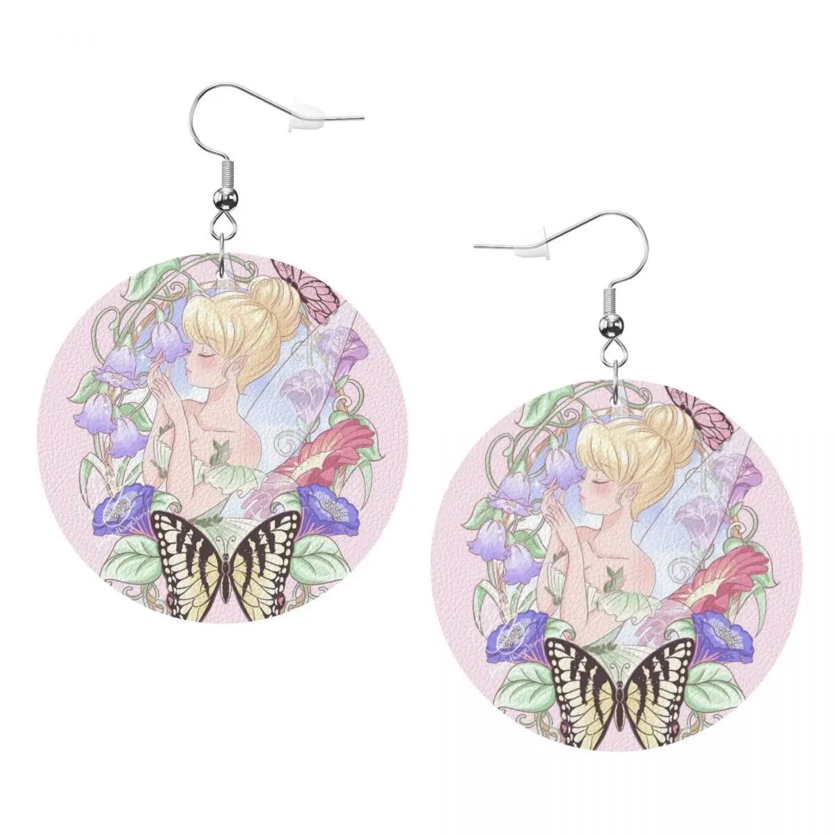

Custom Drop Dangle Earrings Tinker Bell Leather Teardrop Earrings PVC Leather for Gifts Dainty Jewelry