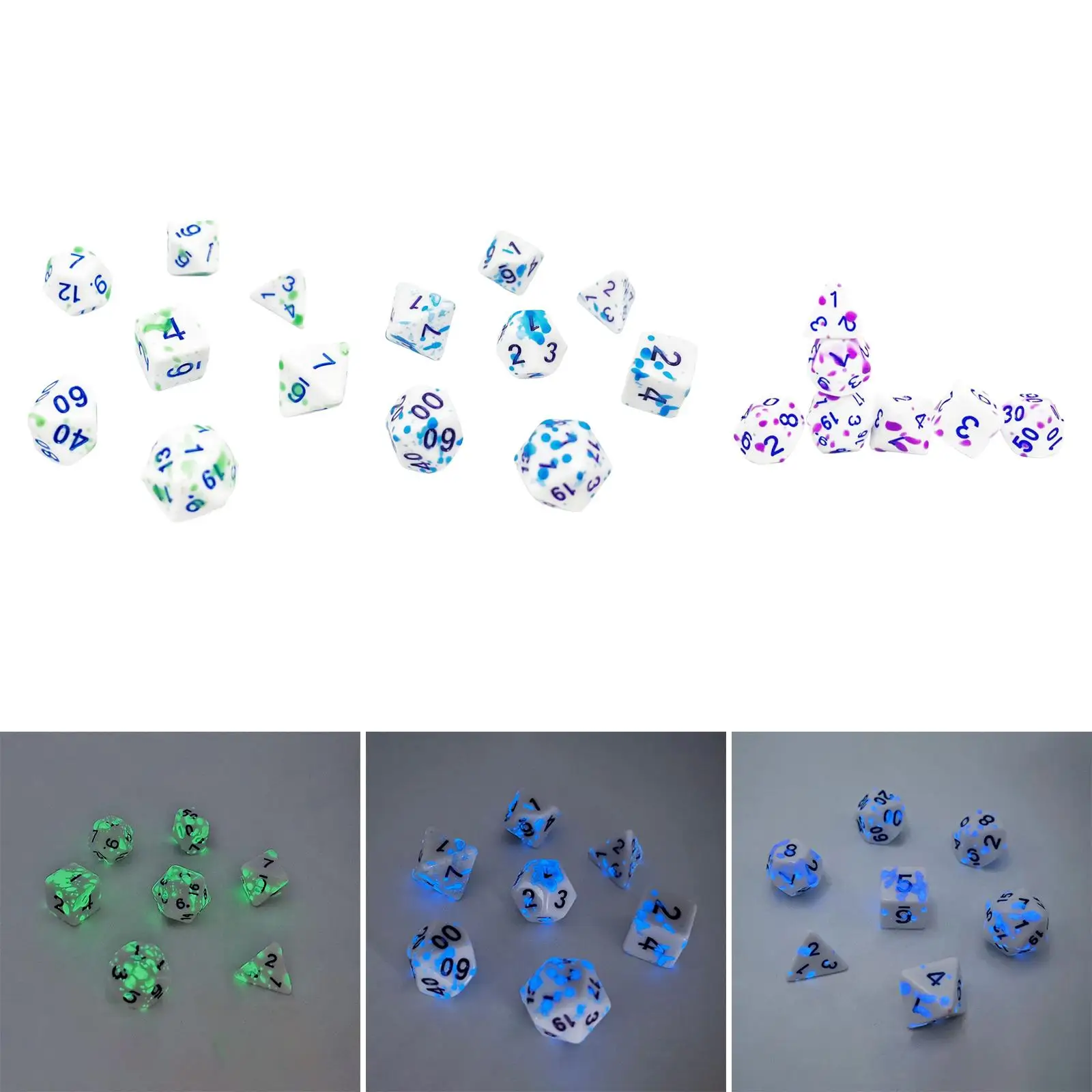 

7Pcs Color Changing Dice, D4 D6 D8 D10 D12 D20, Board Game, Party Entertainment